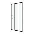 AURLANE - Porte de douche pivotante type industriel - 80x200cm - PROFILE NOIR MAT - verre 6mm - vignette