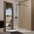 AURLANE - Paroi de Douche 100x200cm en Verre Trempé Transparent 8mm Anticalcaire - Profilé Noir Mat - LINA - vignette