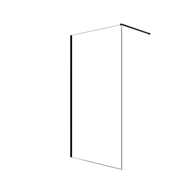 AURLANE - Paroi de Douche 100x200cm en Verre Trempé Transparent 8mm Anticalcaire - Profilé Noir Mat - LINA - large