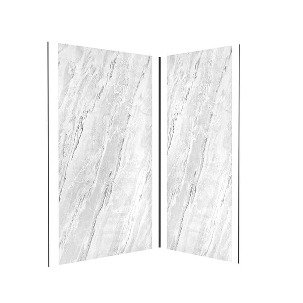 AURLANE - Pack de 2 Panneaux Muraux Pierre Artic Storm 90+120x210 cm avec Profilés NOIR MAT - STONE'IT - large