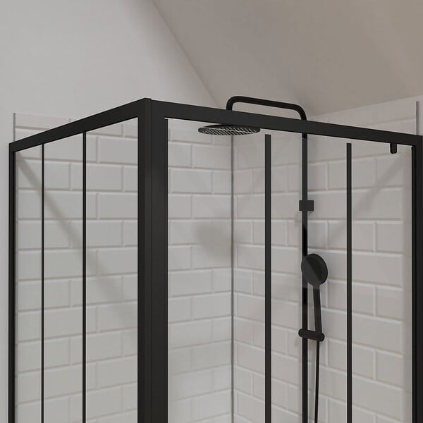 AURLANE - Porte de douche serigraphiee - 90x200cm + Paroi retour - 90x200 cm - PORTE PIVOTANTE - large