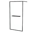 AURLANE - Paroi de Douche Noir Mat 100x200cm - Porte-serviette et étagère - DARK CONTOURING SHELF - vignette