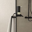 AURLANE - Paroi de Douche Noir Mat 100x200cm - Porte-serviette et étagère - DARK CONTOURING SHELF - vignette