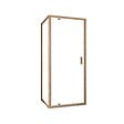 AURLANE - Porte de Douche Pivotante et Retour 90x90x200cm - Profilés Alu Effet Bois - Verre Trempé 6mm - vignette