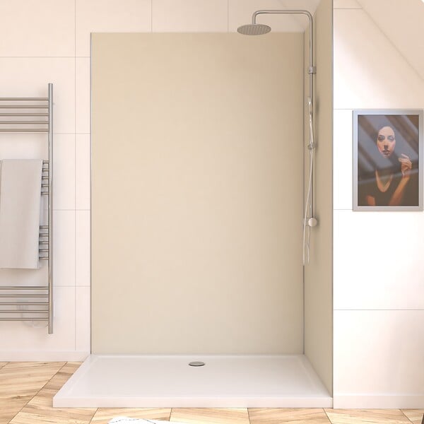 AURLANE - Lot de 2 Panneaux Muraux Aluminium Ivoire 90+120x210 cm avec Profilés Chrome - WALL'IT - large