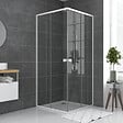 AURLANE - Porte de douche carrée blanc extensible 77 à 90cm de largeur - verre transparent - WHITY - vignette