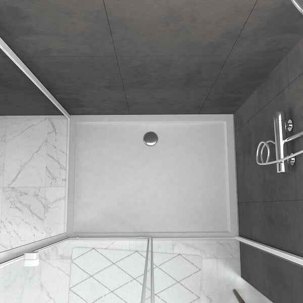 AURLANE - Pack porte de douche Coulissante blanc 120X185 cm + paroi de retour 80cm + receveur à poser - WHITY - large