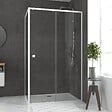 AURLANE - Pack porte de douche Coulissante blanc 120X185 cm + paroi de retour 80cm + receveur à poser - WHITY - vignette