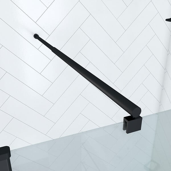 AURLANE - Paroi de Douche 90x200cm Verre Transparent - Barre de Fixation Extensible et Profil Noir - large