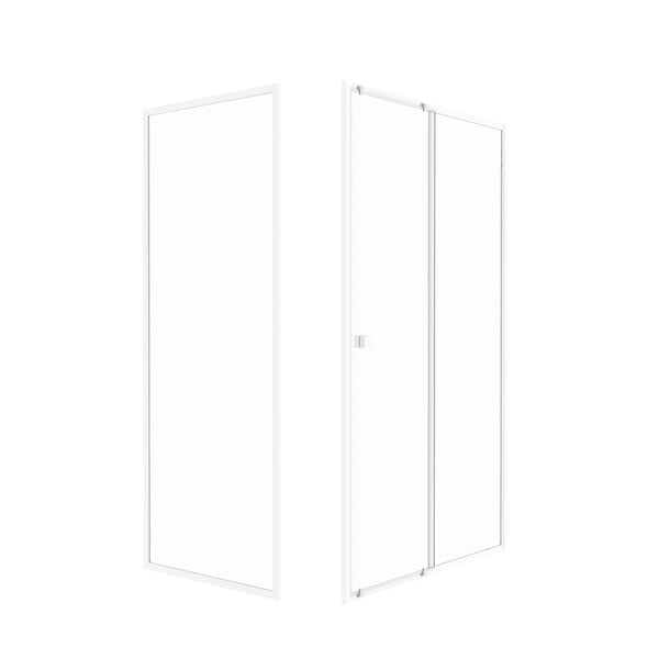 AURLANE - Pack porte de douche Coulissante blanc 120x185cm + retour 90 verre transparent 5mm - WHITY slide 120 - large