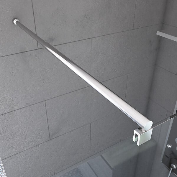 AURLANE - Paroi de Douche 140x200cm - Bande Miroir - Barre de Fixation Extensible et Profil Chrome - large