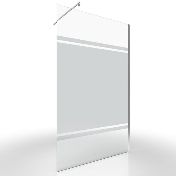 AURLANE - Paroi de Douche 140x200cm - Bande Miroir - Barre de Fixation Extensible et Profil Chrome - large