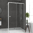 AURLANE - Pack porte de douche Coulissante blanc 120x185cm + retour 80 verre transparent 5mm - WHITY slide 120 - vignette