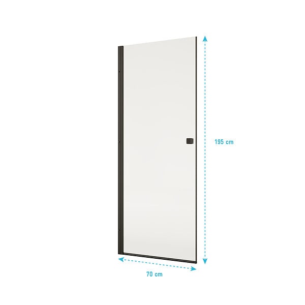 AURLANE - Porte de Douche Pivotante 70x195cm - Verre Trempe 8mm Anticalcaire - Alu Noir - DARK ELEMENTARY - large