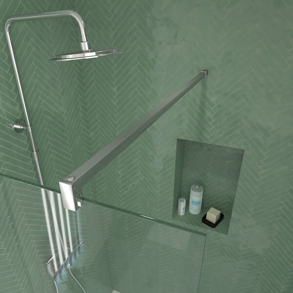 AURLANE - Paroi de Douche 50x195 cm en Verre Trempé 5 mm - Finition Chromé - CHROMED ELEMENTARY - large