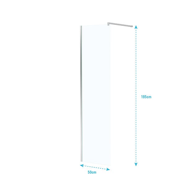 AURLANE - Paroi de Douche 50x195 cm en Verre Trempé 5 mm - Finition Chromé - CHROMED ELEMENTARY - large