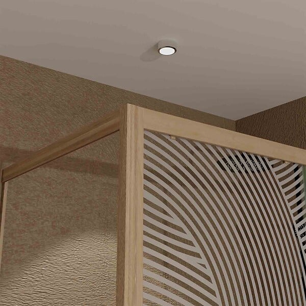 AURLANE - Porte de Douche Coulissante avec Retour 120x80x200cm Style Japandi Arrondi - Cadre Effet Bois - large