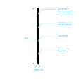 AURLANE - Barre de fixation plafond pour douche a l'italienne laque NOIR MAT - 60cm RECOUPABLE - vignette