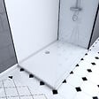 AURLANE - Pack douche à l'Italienne 90x120 - Kit Panneaux muraux Blanc/Noir + receveur + Paroi transparente - vignette