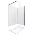 AURLANE - Pack douche à l'Italienne 90x120 - Kit Panneaux muraux Blanc/Noir + receveur + Paroi transparente - vignette