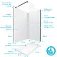 AURLANE - Pack douche à l'Italienne 90x120 - Kit Panneaux muraux Blanc/Noir + receveur + Paroi transparente - vignette