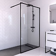 AURLANE - Paroi de Douche 120x200 cm - Cadre et Bras Aluminium NOIR MAT - DARK CONTOURING - vignette