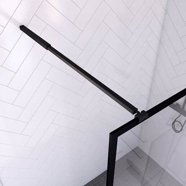 AURLANE - Paroi de Douche 120x200 cm - Cadre et Bras Aluminium NOIR MAT - DARK CONTOURING - large