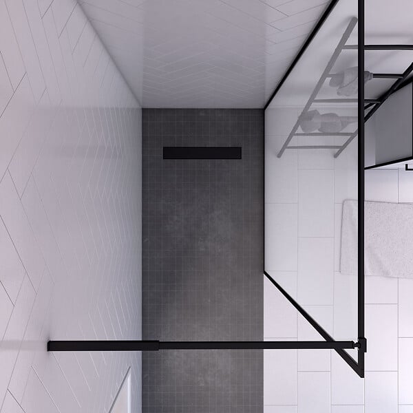 AURLANE - Paroi de Douche 120x200 cm - Cadre et Bras Aluminium NOIR MAT - DARK CONTOURING - large