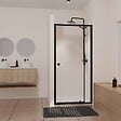 AURLANE - Porte de douche Pivotante Noir 80-90x185cm - Extensible de 78 à 90 cm - BLACK SLIDE 80 90 - vignette