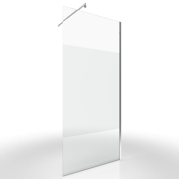 AURLANE - Paroi de Douche Dépolie 80x200cm + Barre de fixation extensible - Verre 8mm - Finition Chrome - large