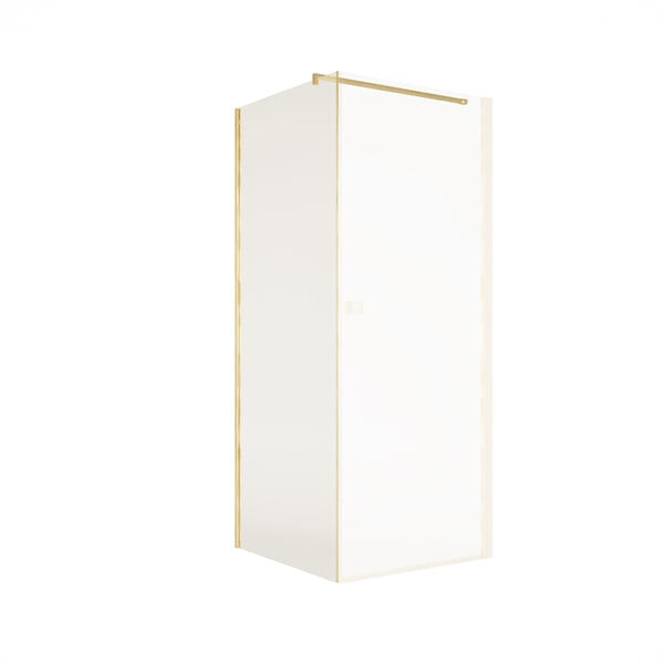 AURLANE - Retour pour Porte de Douche 80x180 cm Verre Trempe 5mm - Finition Or Brosse - GOLD ELEMENTARY - large