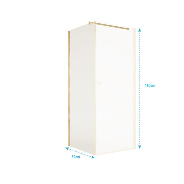 AURLANE - Retour pour Porte de Douche 80x180 cm Verre Trempe 5mm - Finition Or Brosse - GOLD ELEMENTARY - large
