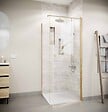 AURLANE - Retour pour Porte de Douche 80x180 cm Verre Trempe 5mm - Finition Or Brosse - GOLD ELEMENTARY - vignette