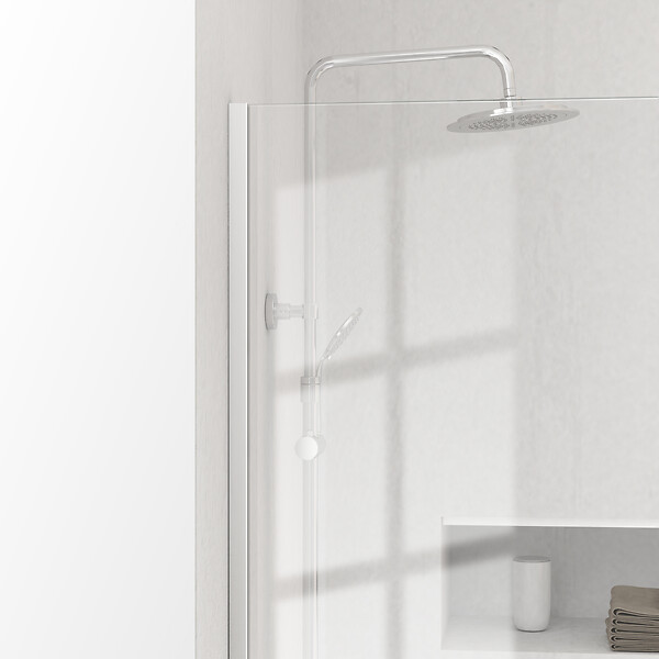AURLANE - Paroi de Douche 100x200cm Verre Transparent - Barre de Fixation Extensible et Profil Chrome - large