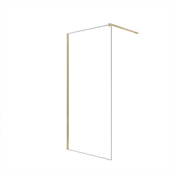 AURLANE - Paroi de Douche 90x195 cm en Verre Trempé 5 mm - Finition Or Brossé - GOLD ELEMENTARY - large