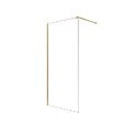 AURLANE - Paroi de Douche 90x195 cm en Verre Trempé 5 mm - Finition Or Brossé - GOLD ELEMENTARY - vignette