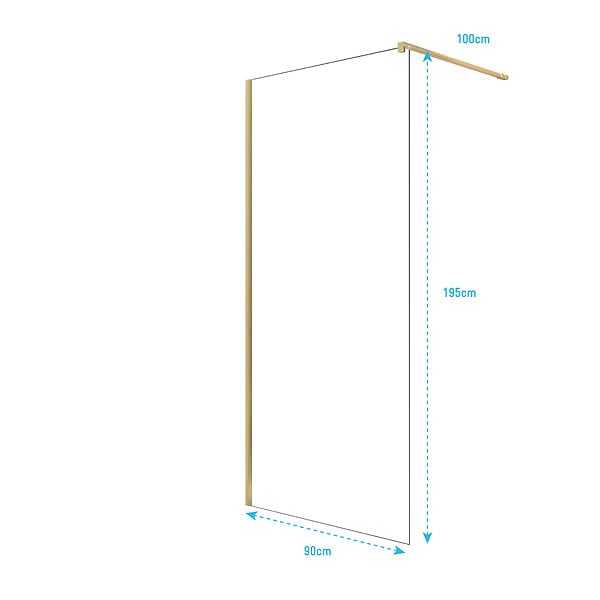 AURLANE - Paroi de Douche 90x195 cm en Verre Trempé 5 mm - Finition Or Brossé - GOLD ELEMENTARY - large