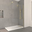 AURLANE - Paroi de Douche 120x200cm Verre Transparent - Barre de Fixation Extensible et Profil Or Brossé - vignette