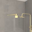 AURLANE - Paroi de Douche 120x200cm Verre Transparent - Barre de Fixation Extensible et Profil Or Brossé - vignette