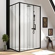 AURLANE - Porte de douche serigraphiee - 120x200cm + Paroi retour - 90x200 cm - PORTE COULISSANTE - vignette