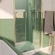 AURLANE - Porte de Douche Double Battant 80x200cm - Verre Trempé Transparent 6mm - Profil Or Doré Brossé - vignette