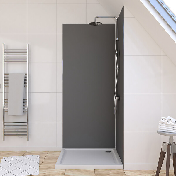 AURLANE - LOT de 2 Panneaux Muraux Aluminium GRIS 90+90x210 cm avec Profilés ANODISE BRILLANT - WALL'IT - large