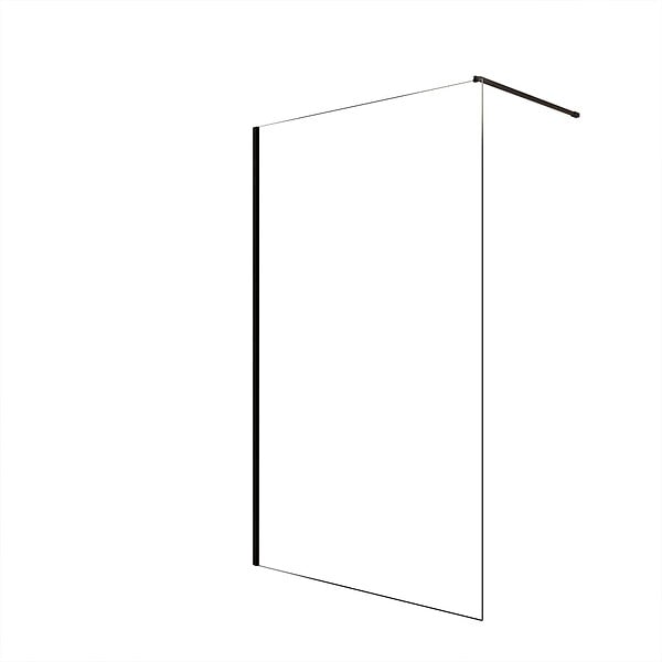 AURLANE - Paroi de Douche 120x200cm en Verre Trempé Transparent 8mm Anticalcaire - Profilé Noir Mat - LINA - large