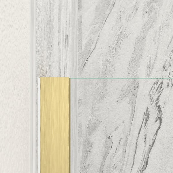 AURLANE - Paroi de Douche 140x200cm Verre Transparent - Barre de Fixation Extensible et Profil Or Brossé - large