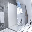 AURLANE - Pack douche à l'Italienne 90x120 - Kit Panneaux muraux Blanc/Chrome + receveur + Paroi Miroir 8 mm - vignette