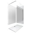 AURLANE - Pack douche à l'Italienne 90x120 - Kit Panneaux muraux Blanc/Chrome + receveur + Paroi Miroir 8 mm - vignette