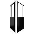AURLANE - Porte de douche pivotante + paroi retour atelier - 90x200cm PROFILE NOIR MAT - verre 5mm - vignette