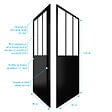 AURLANE - Porte de douche pivotante + paroi retour atelier - 90x200cm PROFILE NOIR MAT - verre 5mm - vignette