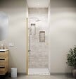 AURLANE - Porte de Douche Pivotante 80x180 cm en Verre Trempe 5 mm - Finition Or Brosse - GOLD ELEMENTARY - vignette