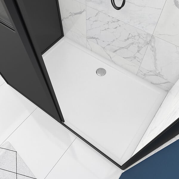 AURLANE - Pack Porte coulissante + paroi retour + receveur blanc 120x80 - large
